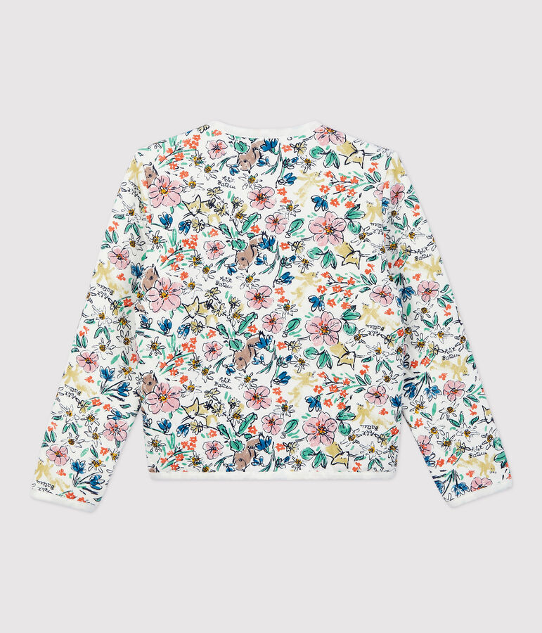 Cardigan en tubique enfant fille blanc/multicouleur