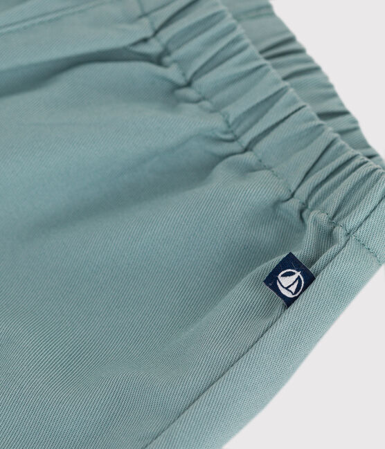 Pantalon bébé en coton et lin uni vert PAUL