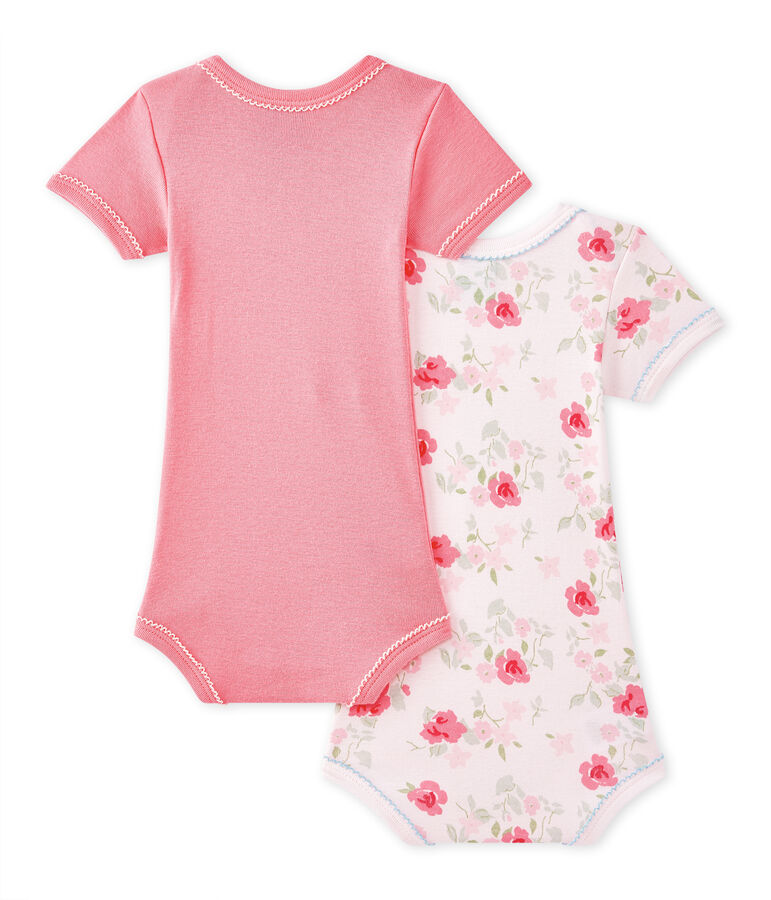 Lot de 2 bodies b&eacute;b&eacute; fille manches courtes blanc