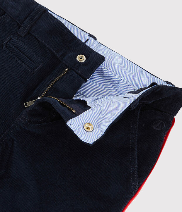 Pantalon en velours enfant gar&ccedil;on bleu marine