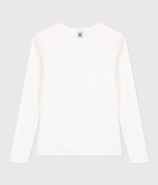 Tee-shirt l'Iconique manches longues en côte unie femme blanc ECUME