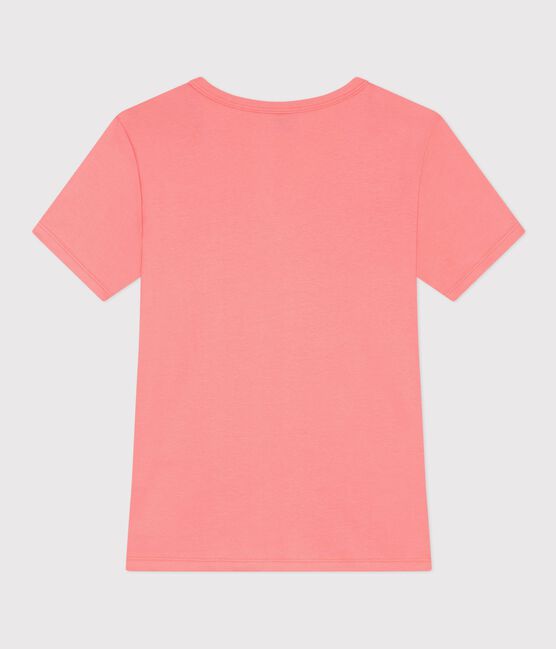 Tee-shirt femme en coton manches courtes uni rose FLAMAND