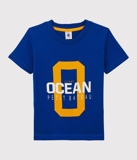 Tee-shirt manches courtes en jersey enfant garçon bleu SURF