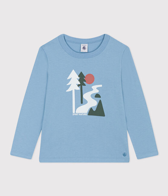 Tee-shirt manches longues en coton enfant fille / garçon bleu AZUL