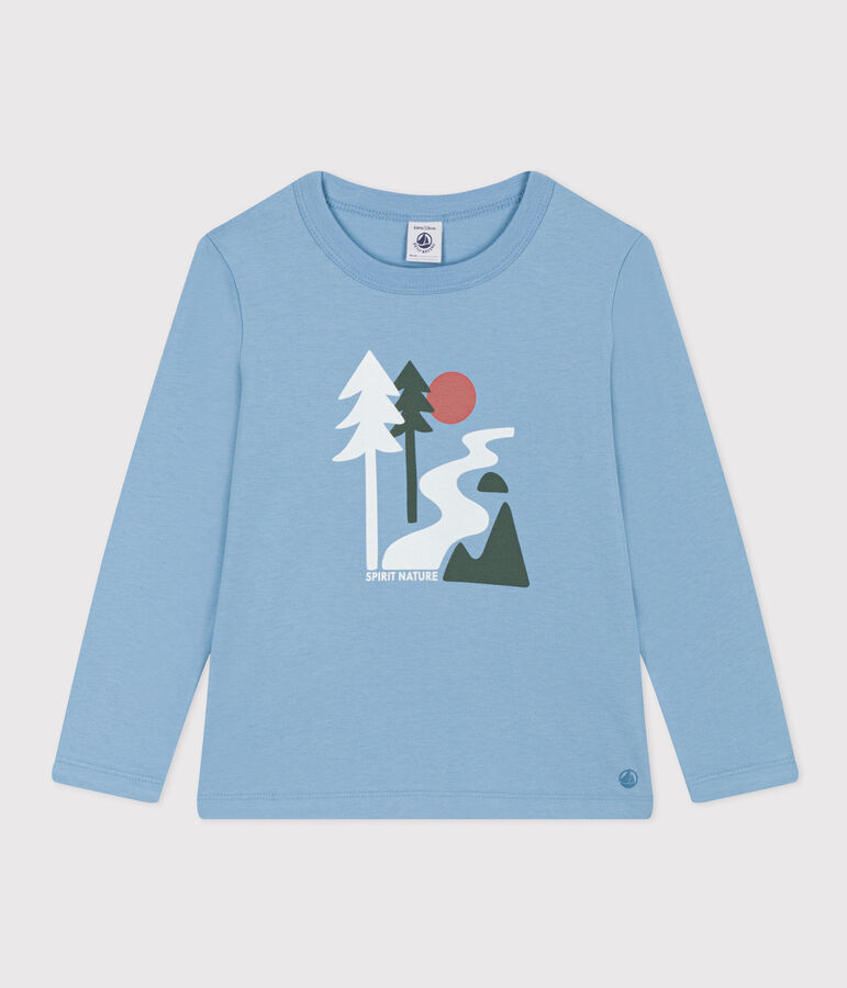 Tee-shirt manches longues en coton enfant fille / gar&ccedil;on bleu