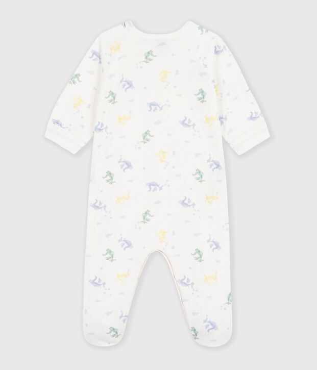 Pyjama b&eacute;b&eacute; en velours imprim&eacute; dragons blanc/multicouleur