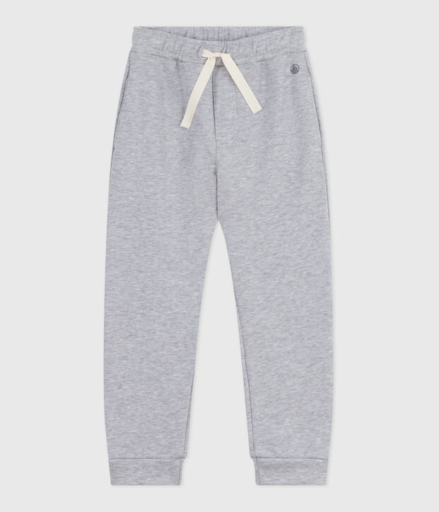 Pantalon de jogging enfant en coton uni gris