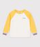 Tee-shirt enfant manches longues en coton colorblock &eacute;cru/multicouleur