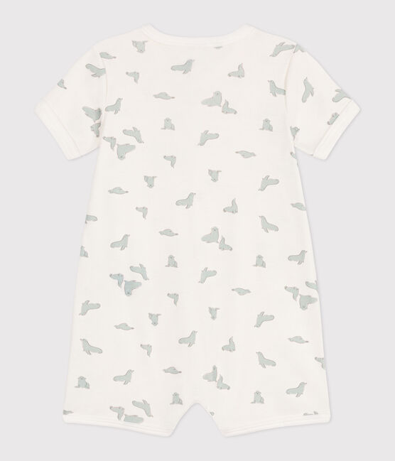 Combinaison courte bébé en coton phoques blanc MARSHMALLOW/blanc MULTICO