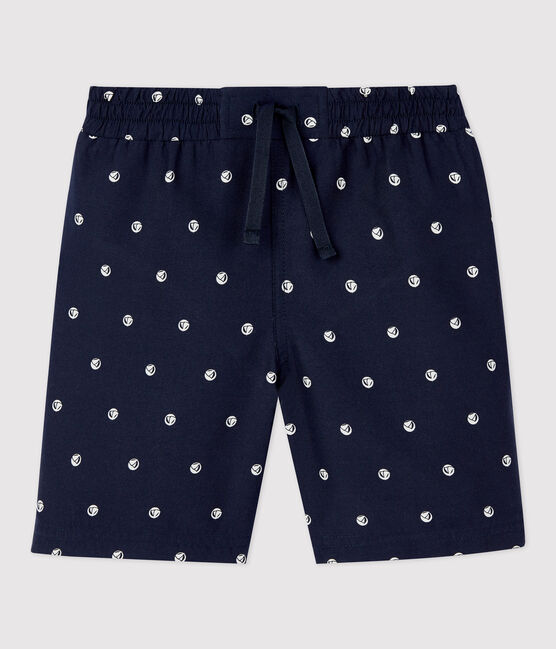 Short de bain recyclé imprimé enfant garçon bleu SMOKING/blanc MARSHMALLOW