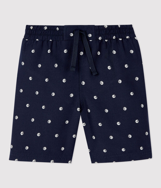 Short de bain recycl&eacute; imprim&eacute; enfant gar&ccedil;on bleu/blanc