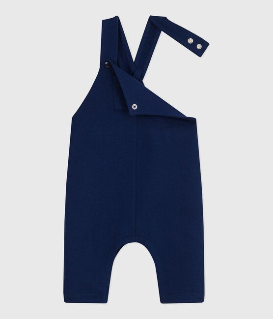 Salopette bébé en coton jambes longues, unie bleu MEDIEVAL