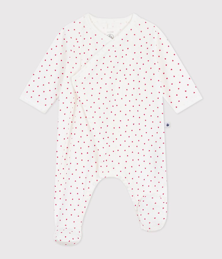 Pyjama b&eacute;b&eacute; en coton petit c&oelig;ur blanc MARSHMALLOW/rouge TERKUIT