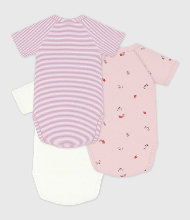 Lot de bodies crois&eacute;s manches courtes en coton imprim&eacute; b&eacute;b&eacute; multicouleur