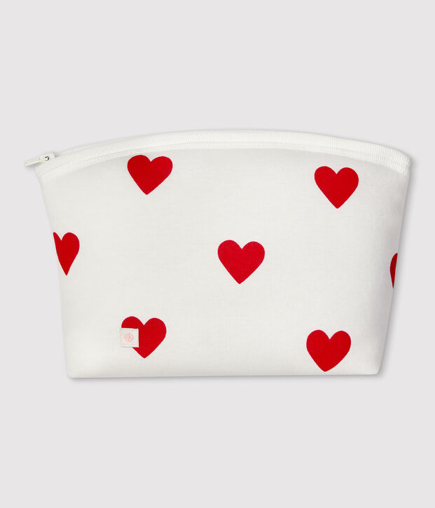 Trousse c&oelig;urs rouges b&eacute;b&eacute; en coton biologique blanc/rouge