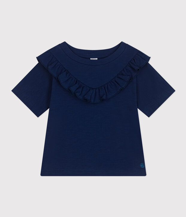 Tee-shirt en jersey flamm&eacute; enfant fille bleu