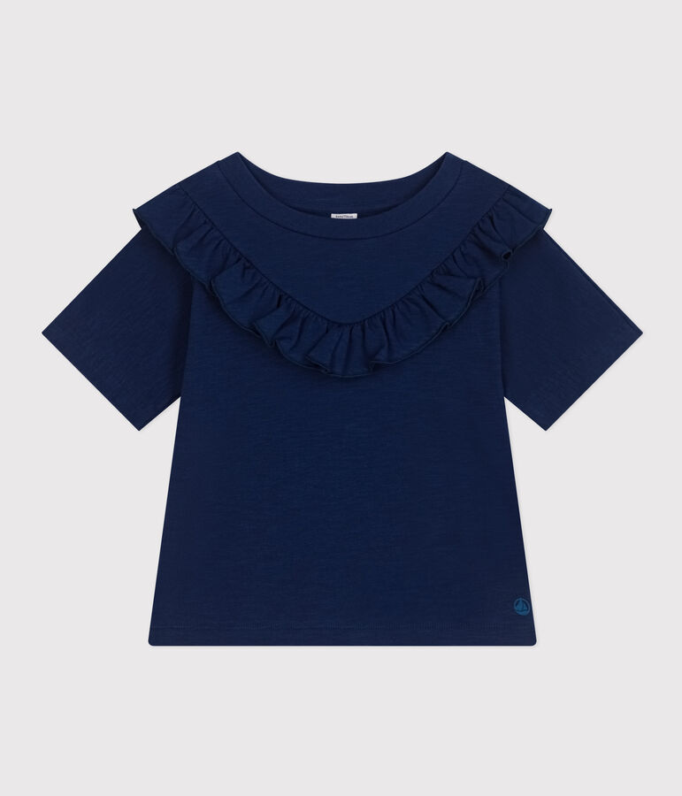 Tee-shirt en jersey flamm&eacute; enfant fille bleu MEDIEVAL