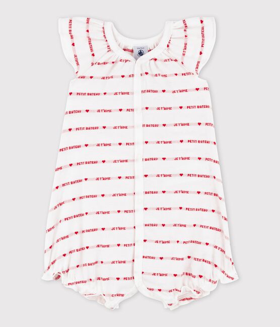 Combicourt Petit Bateau je t'aime en côte. blanc MARSHMALLOW/rouge TERKUIT