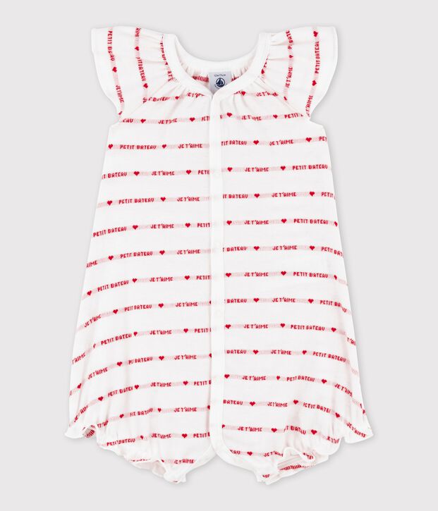 Combicourt Petit Bateau je t'aime en c&ocirc;te. blanc/rouge