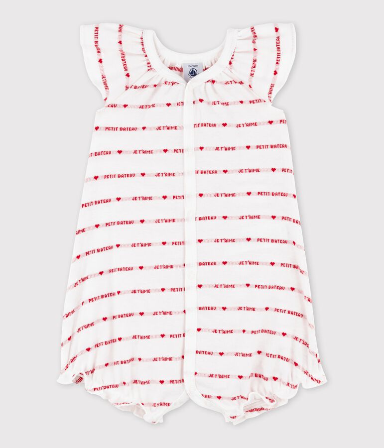 Combicourt Petit Bateau je t'aime en c&ocirc;te. blanc MARSHMALLOW/rouge TERKUIT