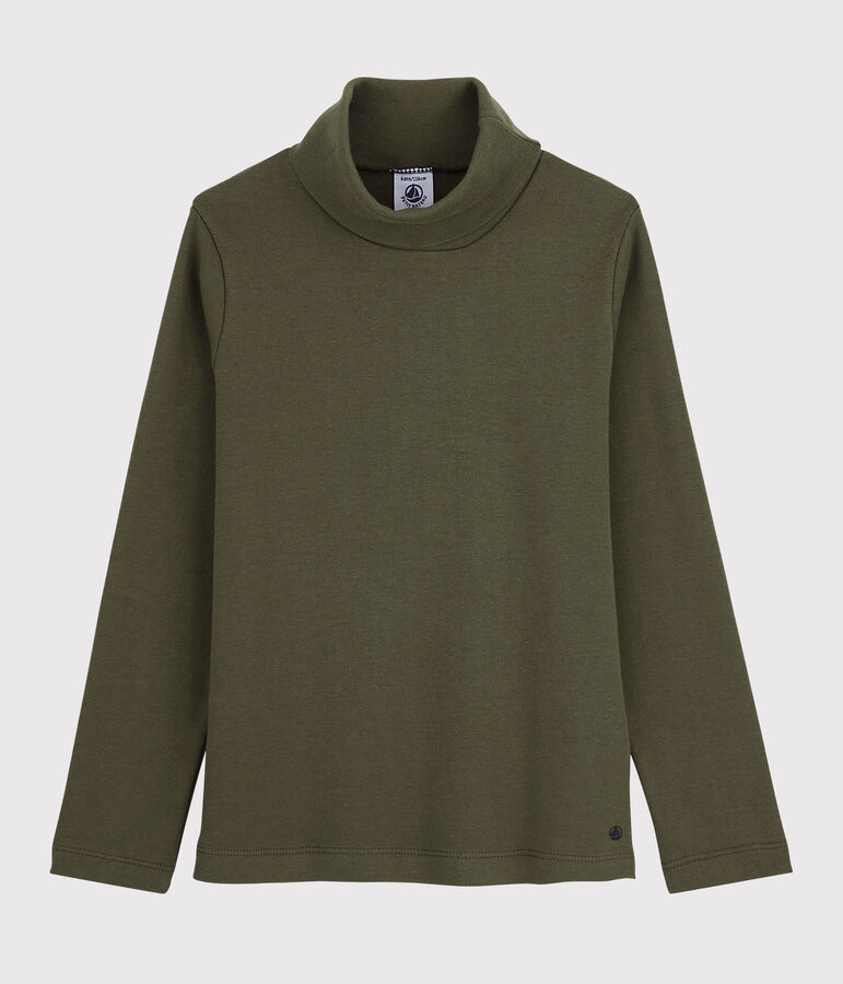 Sous-pull en coton enfant fille / gar&ccedil;on vert MILITARY