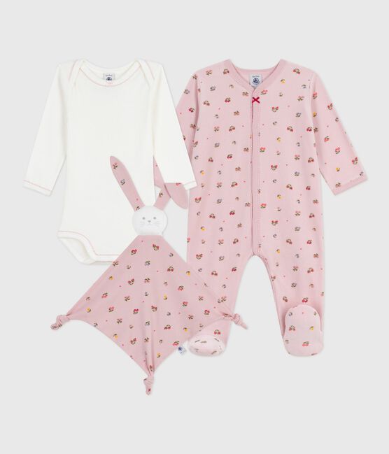 Lot cadeau bébé en velours imprimé fleuri variante 1
