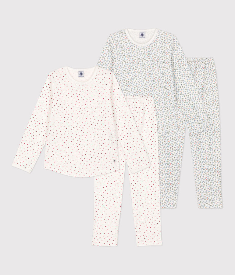 Lot de 2 pyjamas fleur petite fille en coton multicouleur