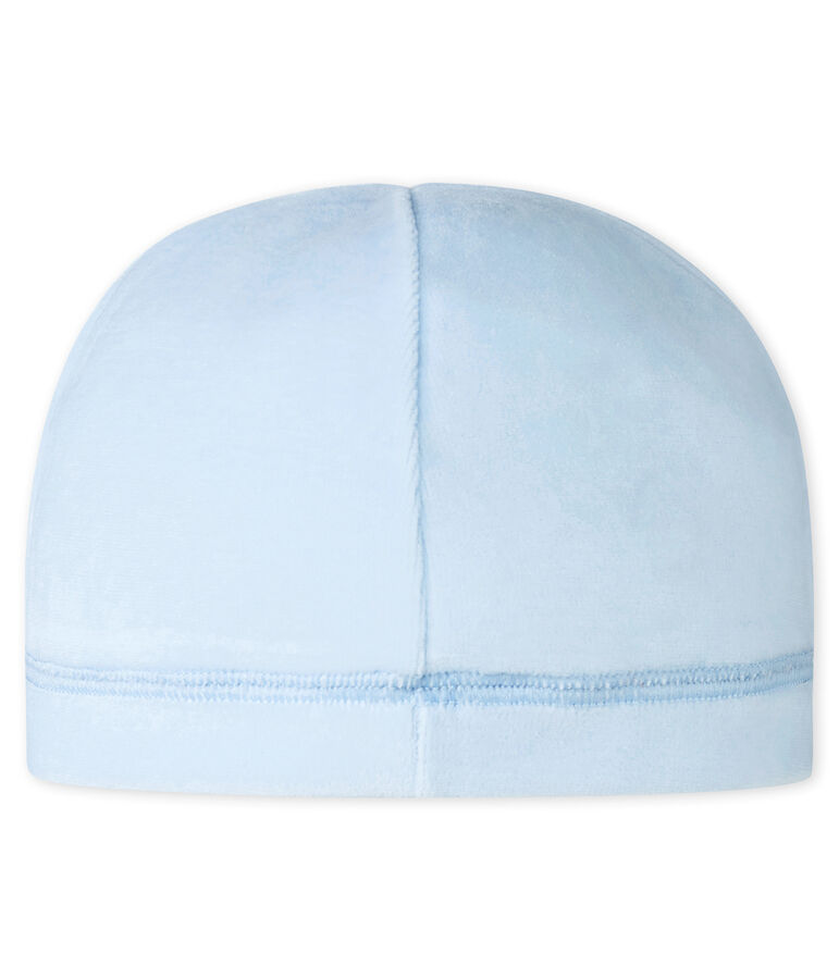 Bonnet de naissance b&eacute;b&eacute; mixte en velours bleu