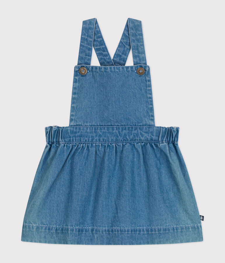 Robe sans manche en denim l&eacute;ger b&eacute;b&eacute; bleu DENIM CLAIR