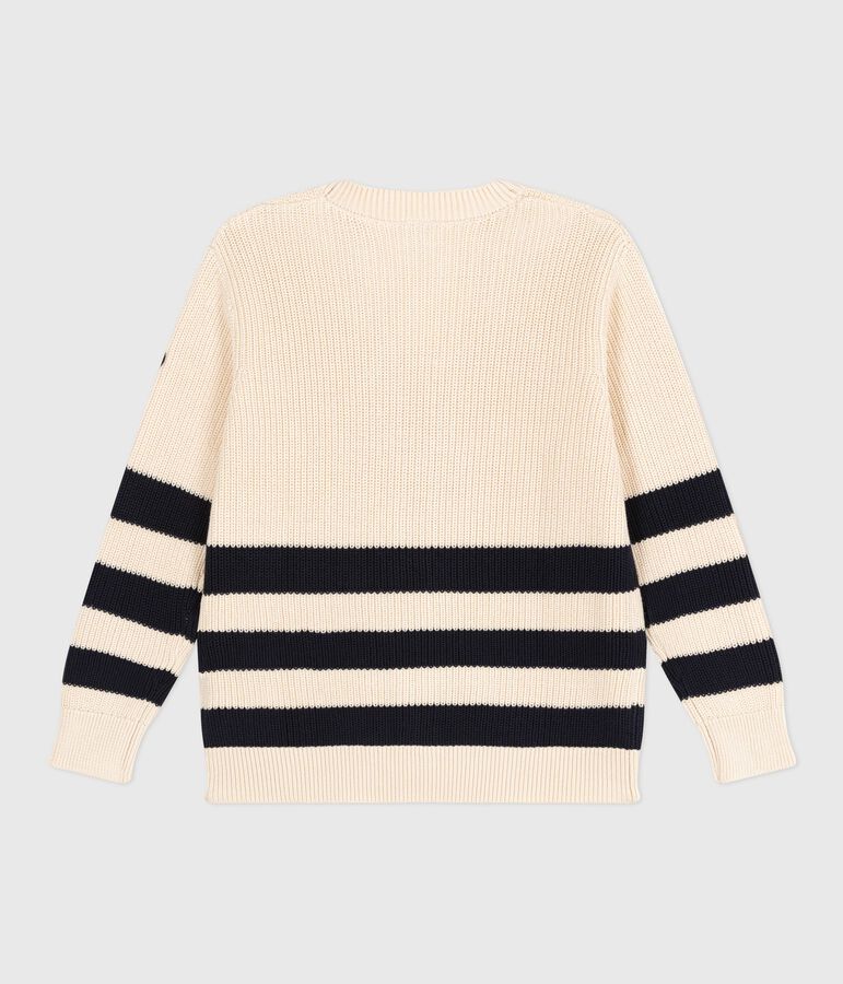 Cardigan femme en coton &agrave; rayures blanc AVALANCHE/bleu SMOKING