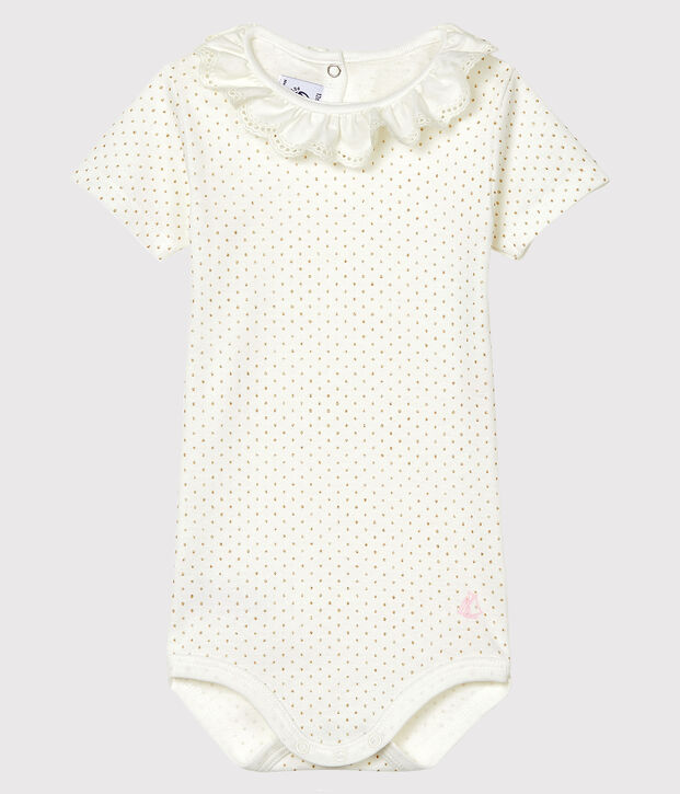 Body b&eacute;b&eacute; fille &agrave; collerette blanc/jaune