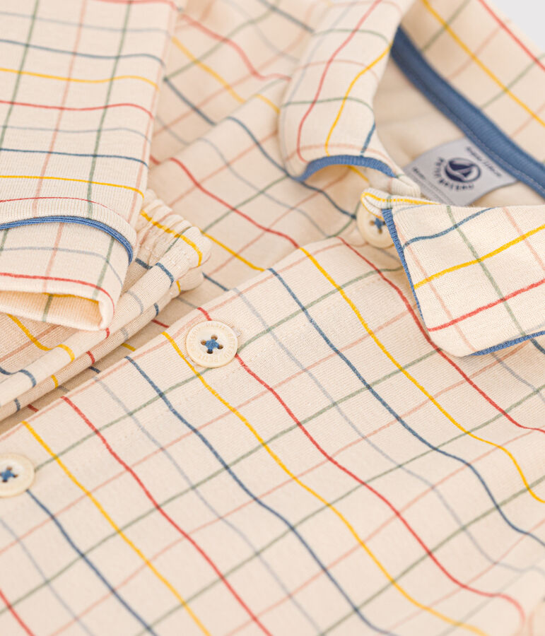 Pyjama en coton imprim&eacute; &agrave; carreaux enfant blanc AVALANCHE/ MULTICO