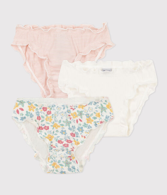 Lot de 3 culottes fleurs en coton petite fille variante 1