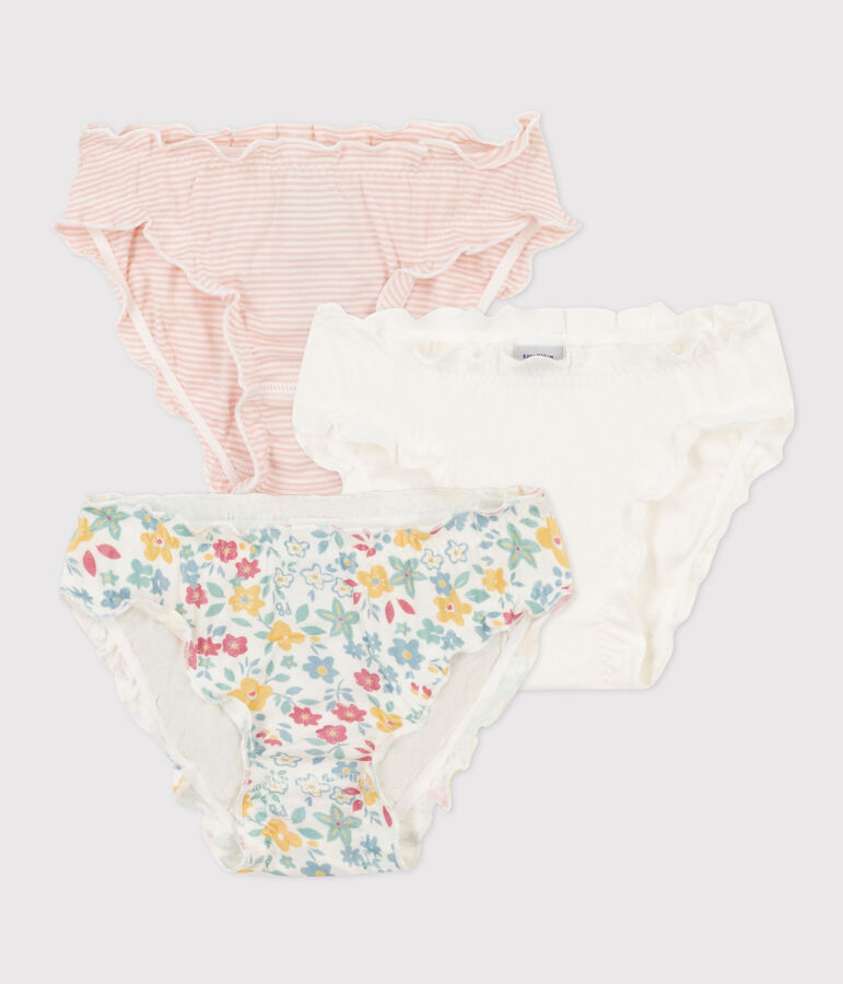 Lot de 3 culottes fleurs en coton petite fille multicouleur
