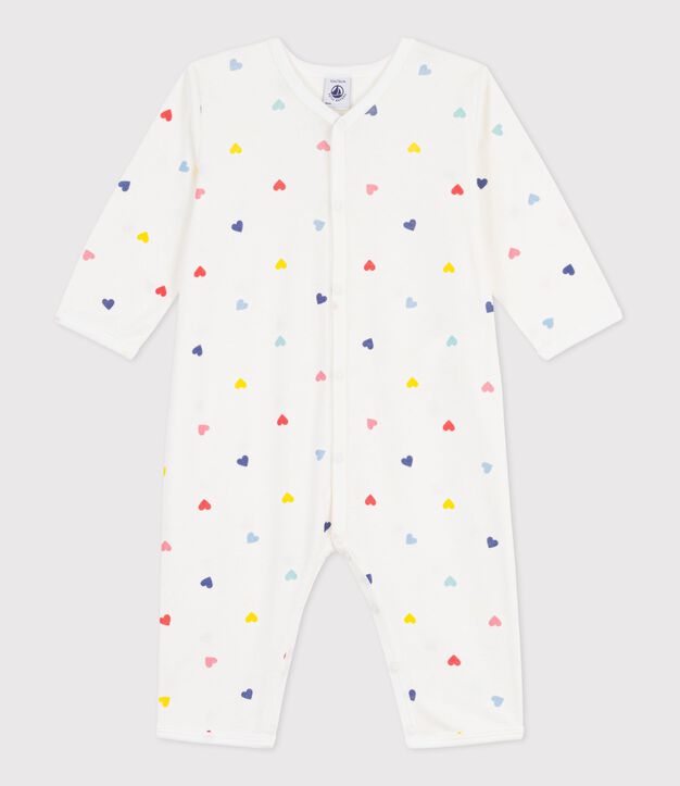 Pyjama b&eacute;b&eacute; en coton sans pieds imprim&eacute; c&oelig;urs blanc/multicouleur
