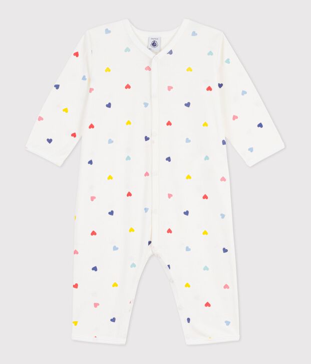 Pyjama b&eacute;b&eacute; en coton sans pieds imprim&eacute; c&oelig;urs blanc/multicouleur