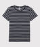 Tee-shirt LE DROIT col rond en coton bio Femme bleu SMOKING/blanc MARSHMALLOW