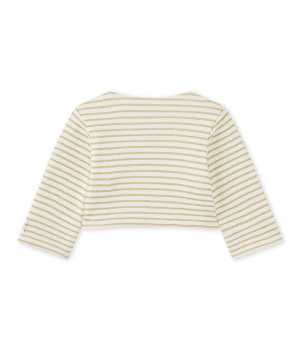 Cardigan b&eacute;b&eacute; fille &agrave; rayures blanc/jaune