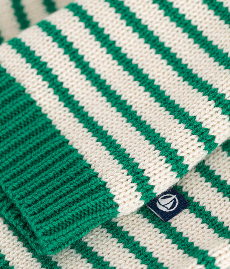 Pull en tricot de laine et coton b&eacute;b&eacute; vert JARDIN/ AVALANCHE
