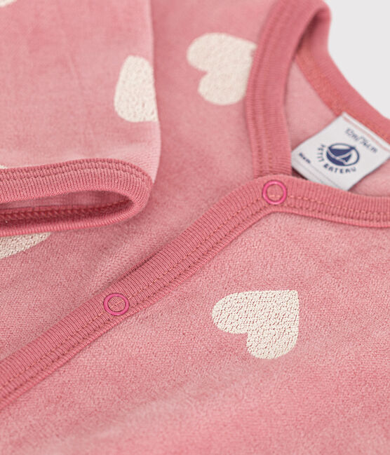 Pyjama bébé en velours imprimé motif cœurs   rose ROSEWOOD/ MARSHMALLOW