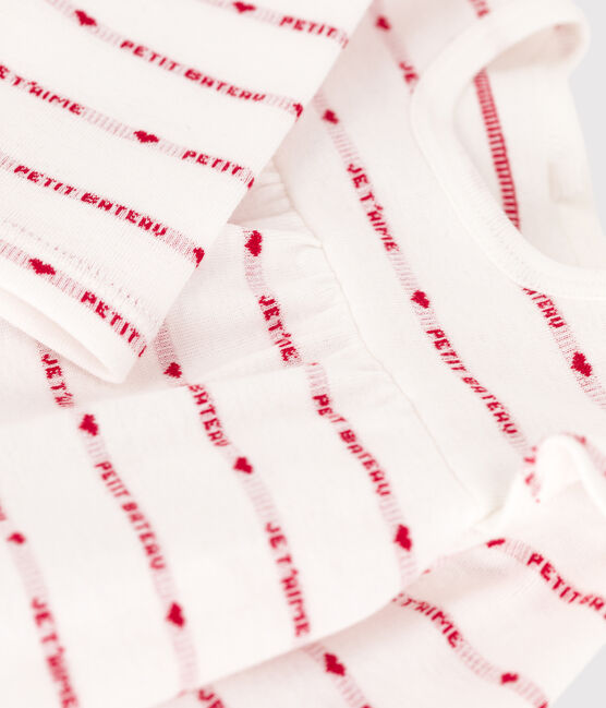 Robe legging jacquard bébé en coton blanc MARSHMALLOW/rouge TERKUIT