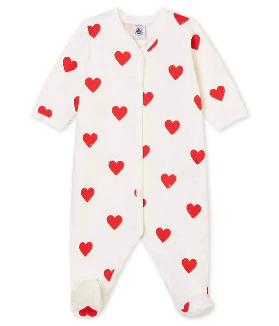 Dors Bien cœur bébé fille en molleton blanc MARSHMALLOW/rouge TERKUIT