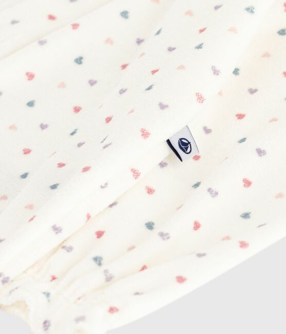 Pyjama bébé en velours à col imprimé cœurs blanc MARSHMALLOW/blanc MULTICO