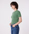 Tee-shirt Femme à manches courtes en lin vert PALMERAIE