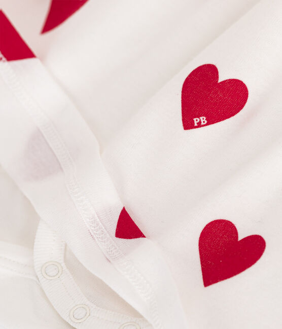 Robe body imprimée coeur en coton bio bébé blanc MARSHMALLOW/rouge TERKUIT