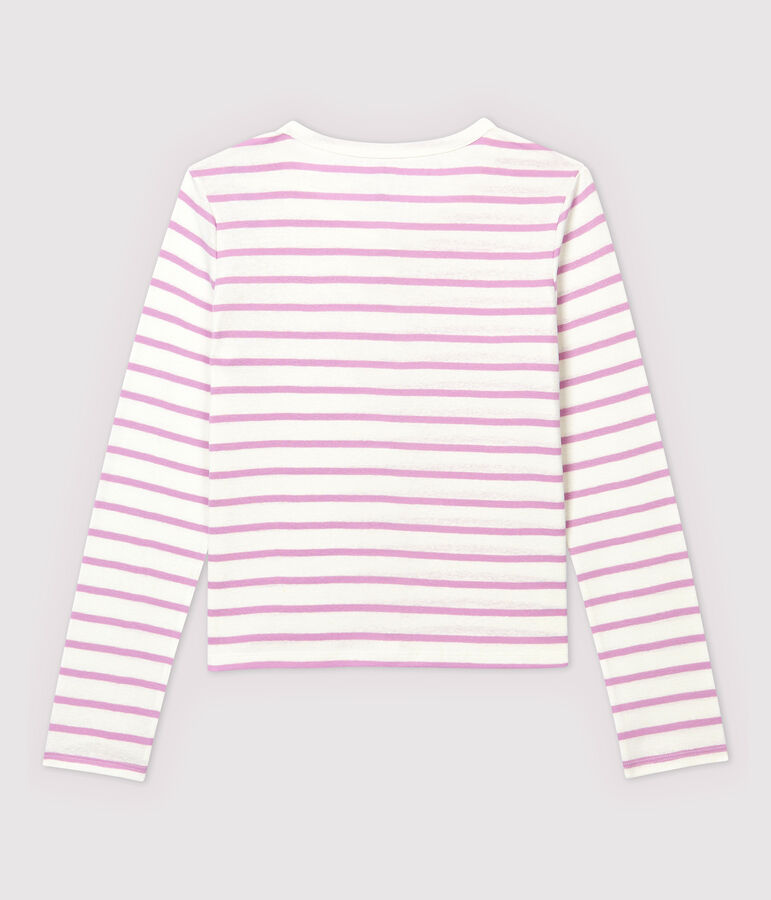 Cardigan en coton/lin ray&eacute; Femme blanc/rose