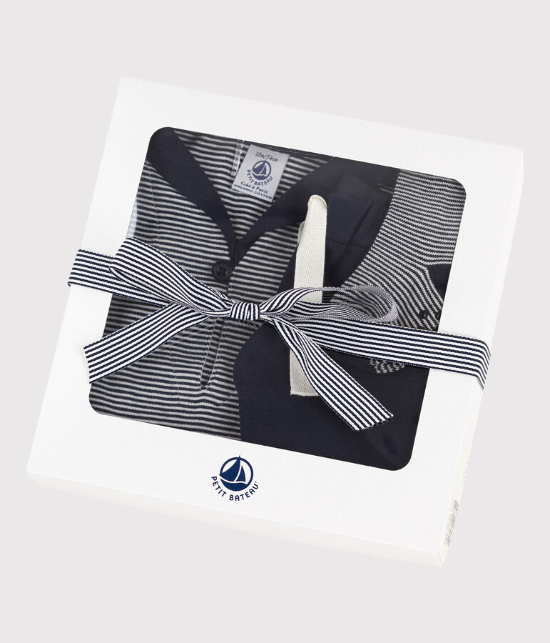 Lot cadeau 3 pi&egrave;ces style marin b&eacute;b&eacute; multicouleur