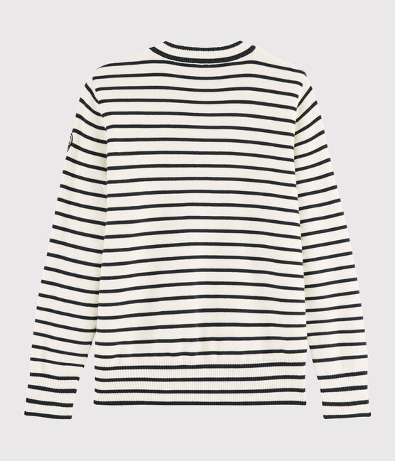 Pull marin en coton Femme blanc MARSHMALLOW/bleu SMOKING