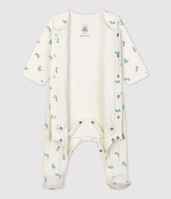 Bodyjama bébé en coton biologique blanc MARSHMALLOW/ HERBIER