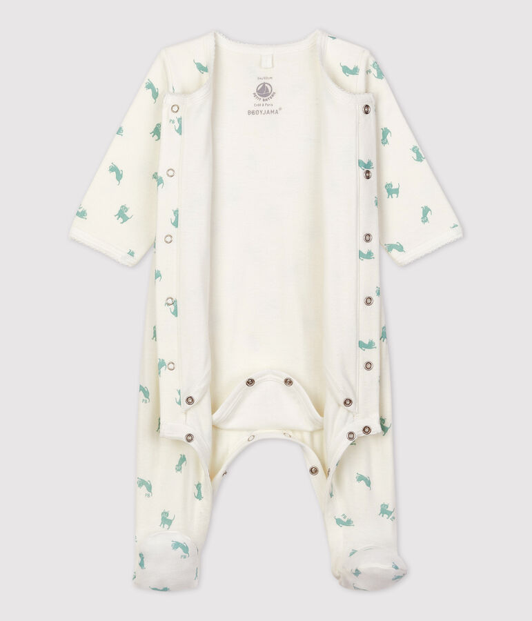 Bodyjama b&eacute;b&eacute; en coton biologique blanc MARSHMALLOW/ HERBIER